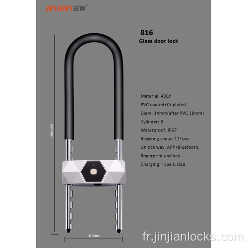 Serrure de porte en verre intelligente serrure d&#39;empreinte sans clé